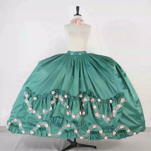 Green Rococo Marie Antoinette Dress with Floral Accents - 18th Century Ball Gown - Plus Size